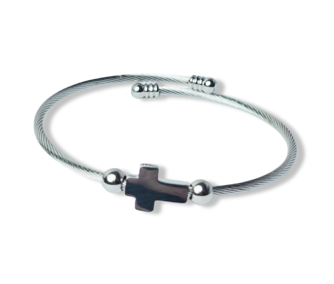 PULSERA CRUZ WATERPROOF PLATEADO