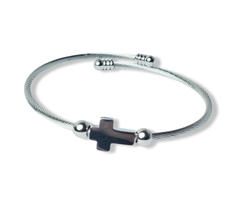 PULSERA CRUZ WATERPROOF PLATEADO