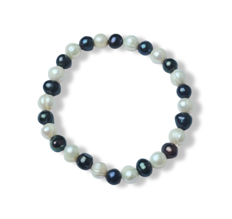 PULSERA PERLA BARROCA BICOLOR