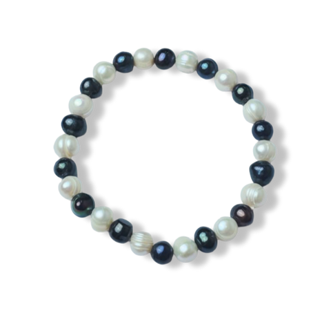 PULSERA PERLA BARROCA BICOLOR