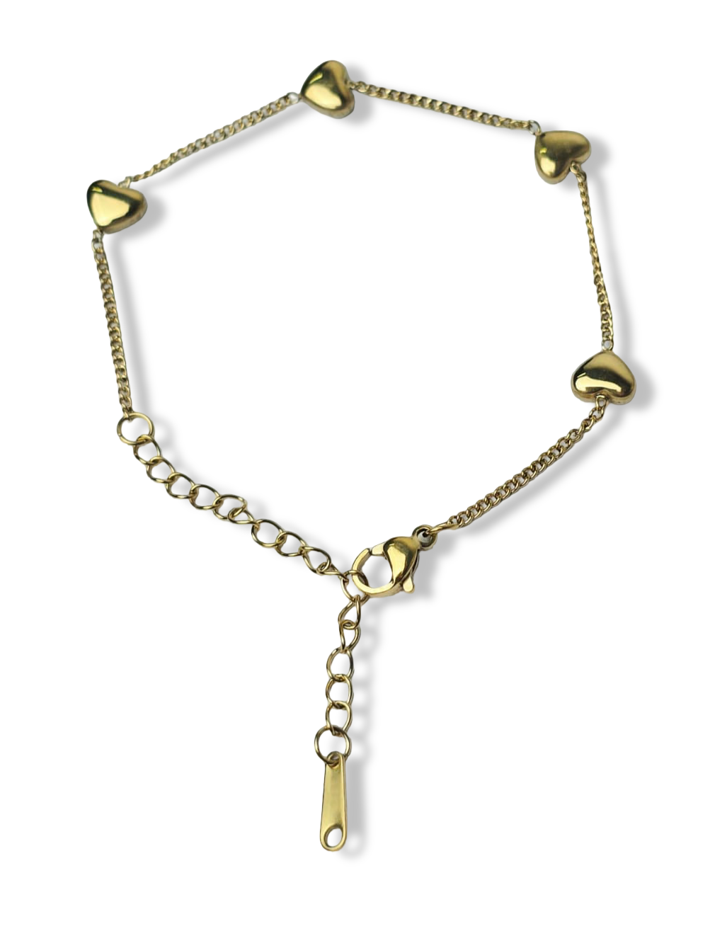 PULSERA WATERPROOF CORAZONES DORADO