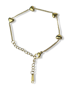 PULSERA WATERPROOF CORAZONES DORADO