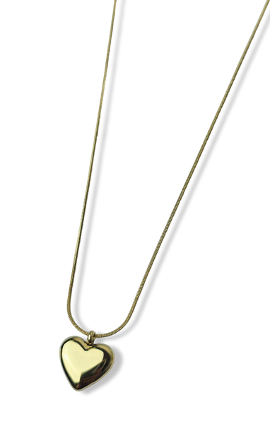 COLLAR WATERPROOF CORAZÓN LISO DORADO