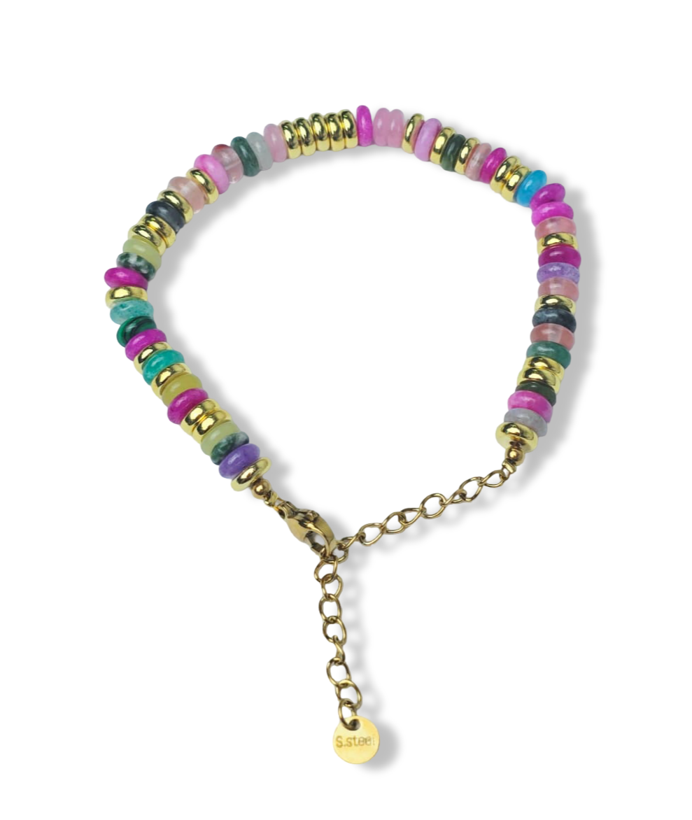 PULSERA WATERPROOF ÁGATA COLORES DORADO