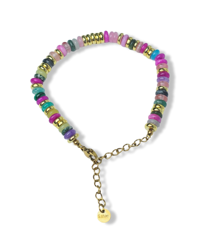 PULSERA WATERPROOF ÁGATA COLORES DORADO
