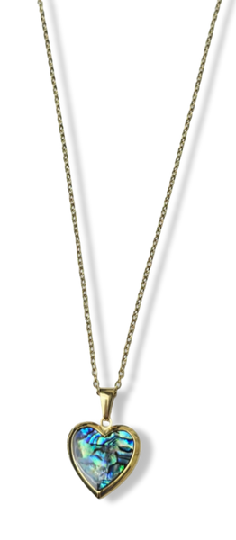 COLLAR ÁMBAR CORAZÓN RELICARIO DORADO
