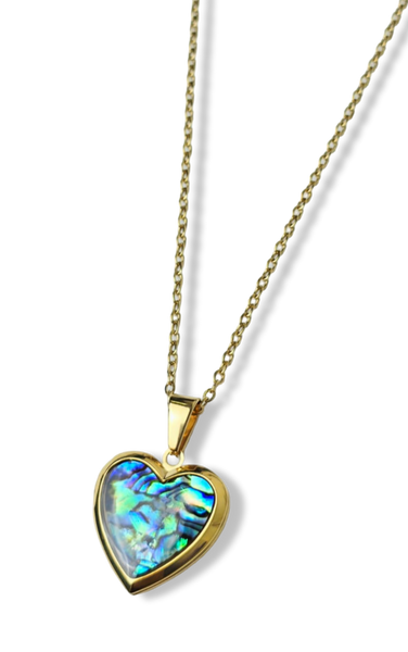 COLLAR ÁMBAR CORAZÓN RELICARIO DORADO