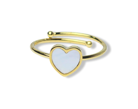 ANILLO MADRE PERLA CORAZÓN WATERPROOF DOTADO