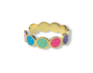 ANILLO HAPPY FACE COLORES DORADO