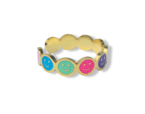ANILLO HAPPY FACE COLORES DORADO