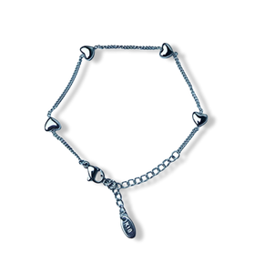 PULSERA WATERPROOF CORAZONES PLATEADO