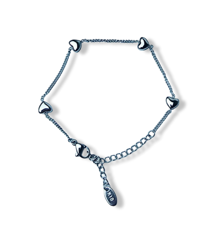 PULSERA WATERPROOF CORAZONES PLATEADO
