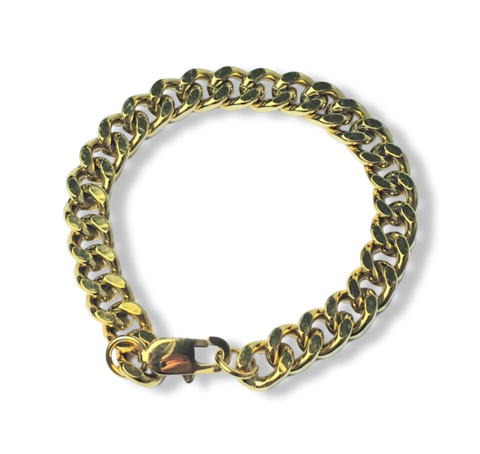 PULSERA ESLABÓN GRUESO WATERPROOF DORADO