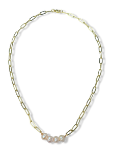 COLLAR CHAIN PERLA BARROCA MELÓN DORADO