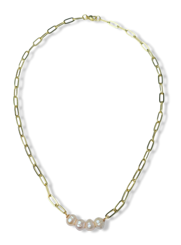 COLLAR CHAIN PERLA BARROCA MELÓN DORADO