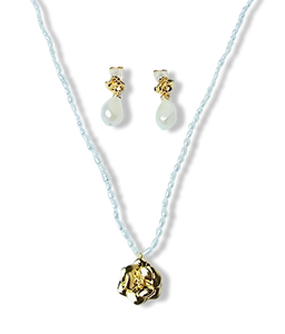 SET PERLA ARROZ Y FLOR DORADO