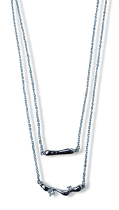 COLLAR DOBLE Y CIRCONIA PLATEADO