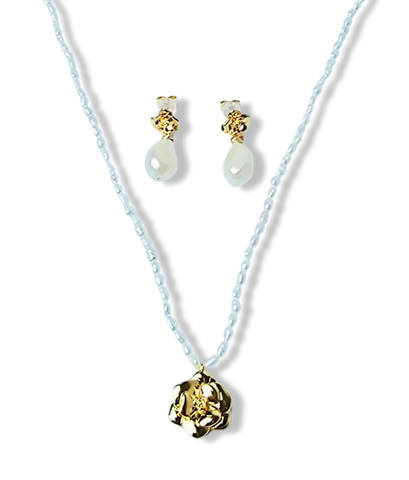 SET PERLA ARROZ Y FLOR DORADO