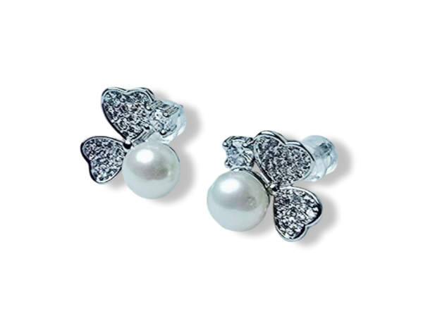 ARETE CORAZONES PERLA PLATEDO