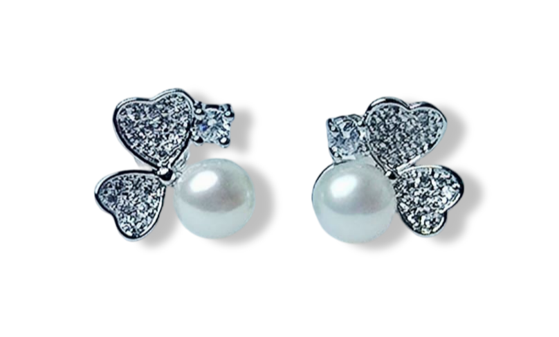 ARETE CORAZONES PERLA PLATEDO