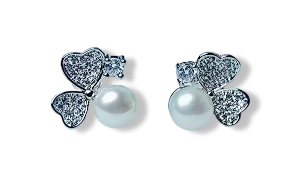ARETE CORAZONES PERLA PLATEDO