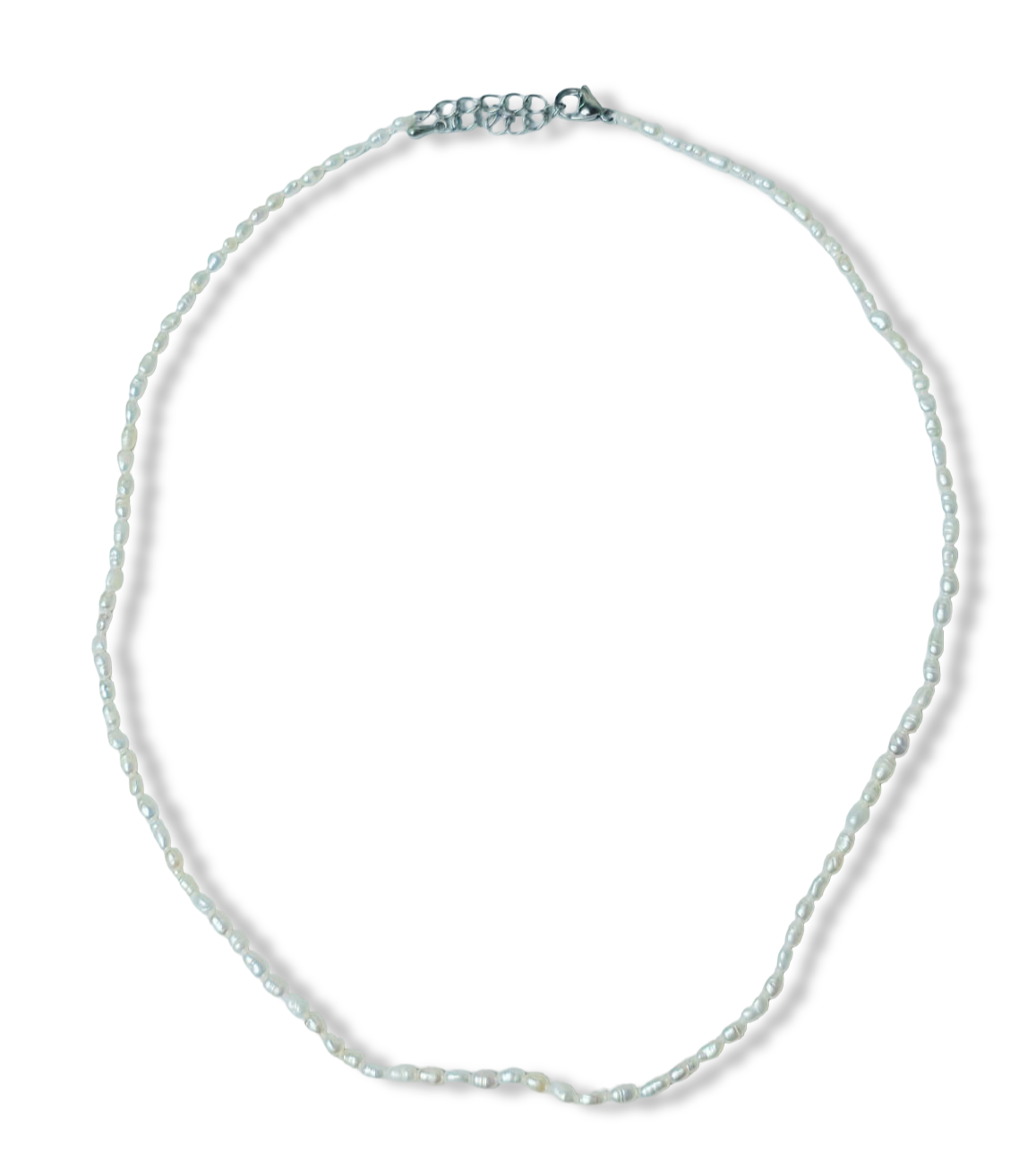 COLLAR PERLA ARROZ FINO PLATEADO
