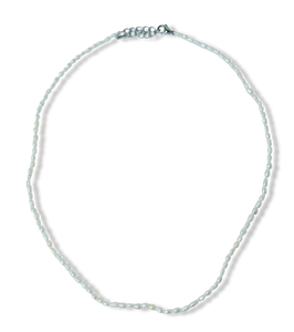 COLLAR PERLA ARROZ FINO PLATEADO