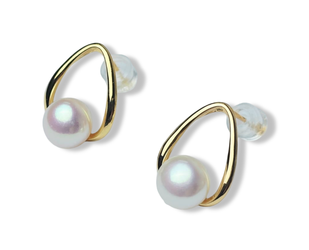 ARETE PERLA BONTON SILUETA GOTA DORADO
