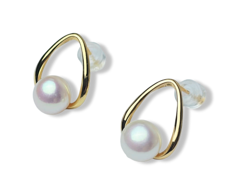 ARETE PERLA BONTON SILUETA GOTA DORADO