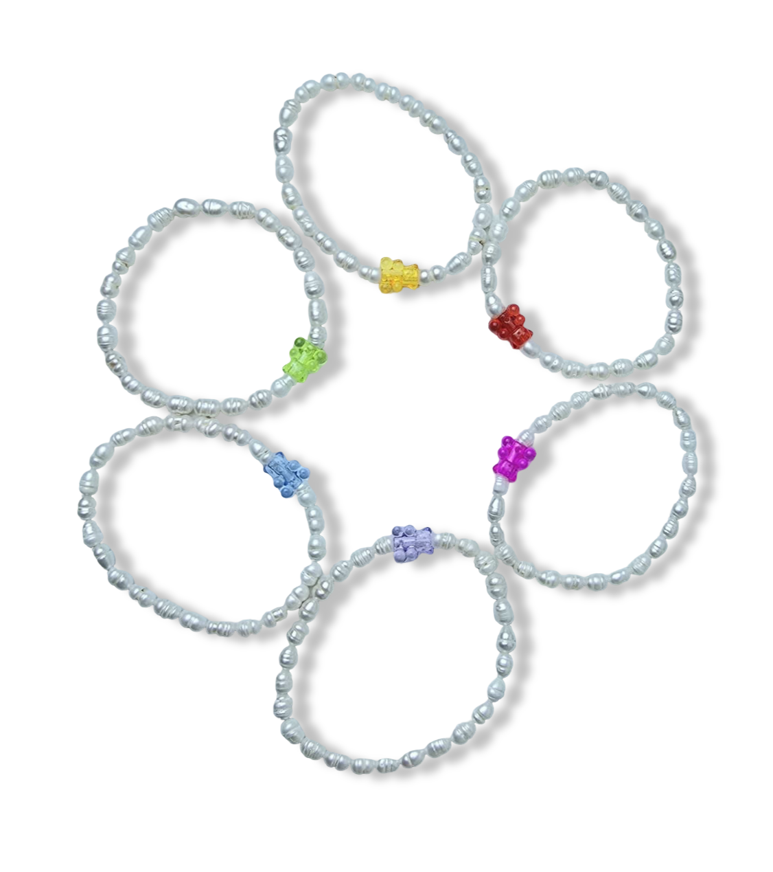 PULSERA PERLA ARROZ OSITO DE GOMA COLORES KIDS