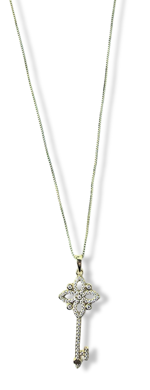 COLLAR LLAVE Y CIRCONIAS DORADO