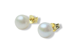 ARETE BOTÓN MEDIANO BLANCO CLÁSICO DORADO