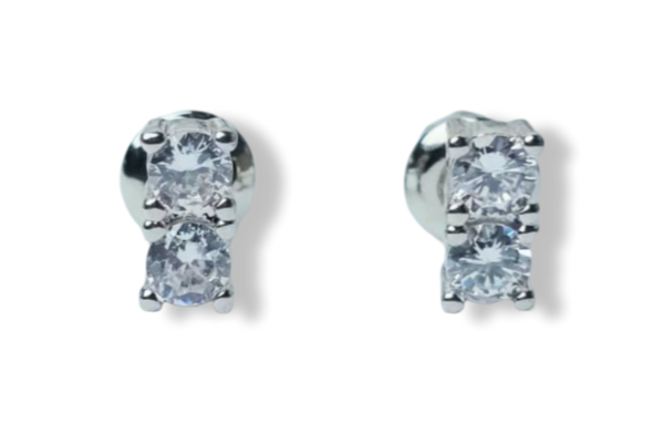 ARETE CIRCONIA DOBLE DOT PLATEADO