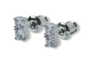 ARETE CIRCONIA DOBLE DOT PLATEADO