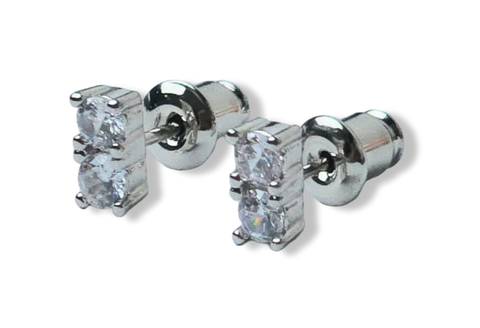 ARETE CIRCONIA DOBLE DOT PLATEADO
