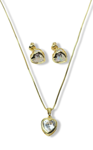SET CORAZÓN CRISTAL DORADO