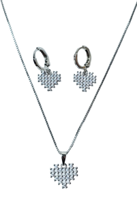 SET CORAZÓN CIRCONIAS PLATEADO