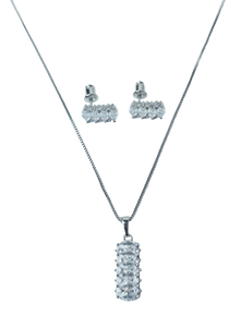 SET COLLAR Y ARETES CIRCONIAS PLATEADO