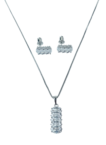 SET COLLAR Y ARETES CIRCONIAS PLATEADO
