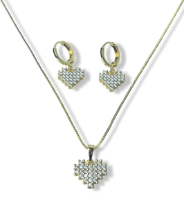 SET CORAZÓN CIRCONIAS DORADO