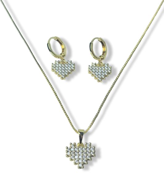 SET CORAZÓN CIRCONIAS DORADO