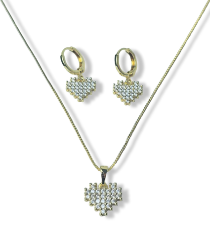 SET CORAZÓN CIRCONIAS DORADO