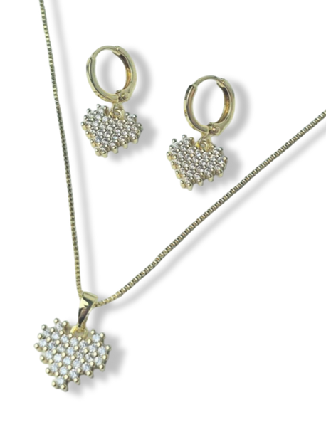 SET CORAZÓN CIRCONIAS DORADO