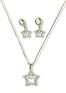 SET DOBLE ESTRELLA CIRCONIA DORADO