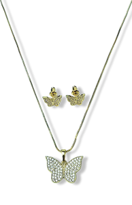 SET MARIPOSA Y CIRCONIAS DORADO