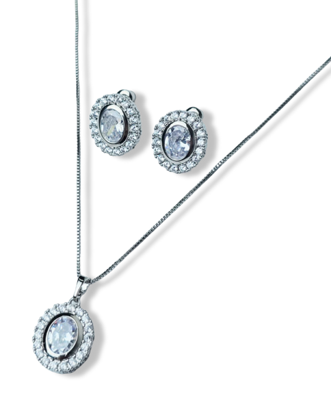 SET OVALO CIRCONIAS PLATEADO
