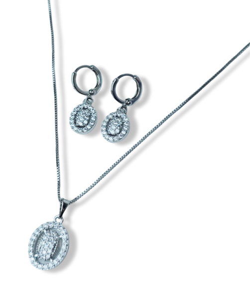 SET OVALADO CIRCONIAS PLATEADO