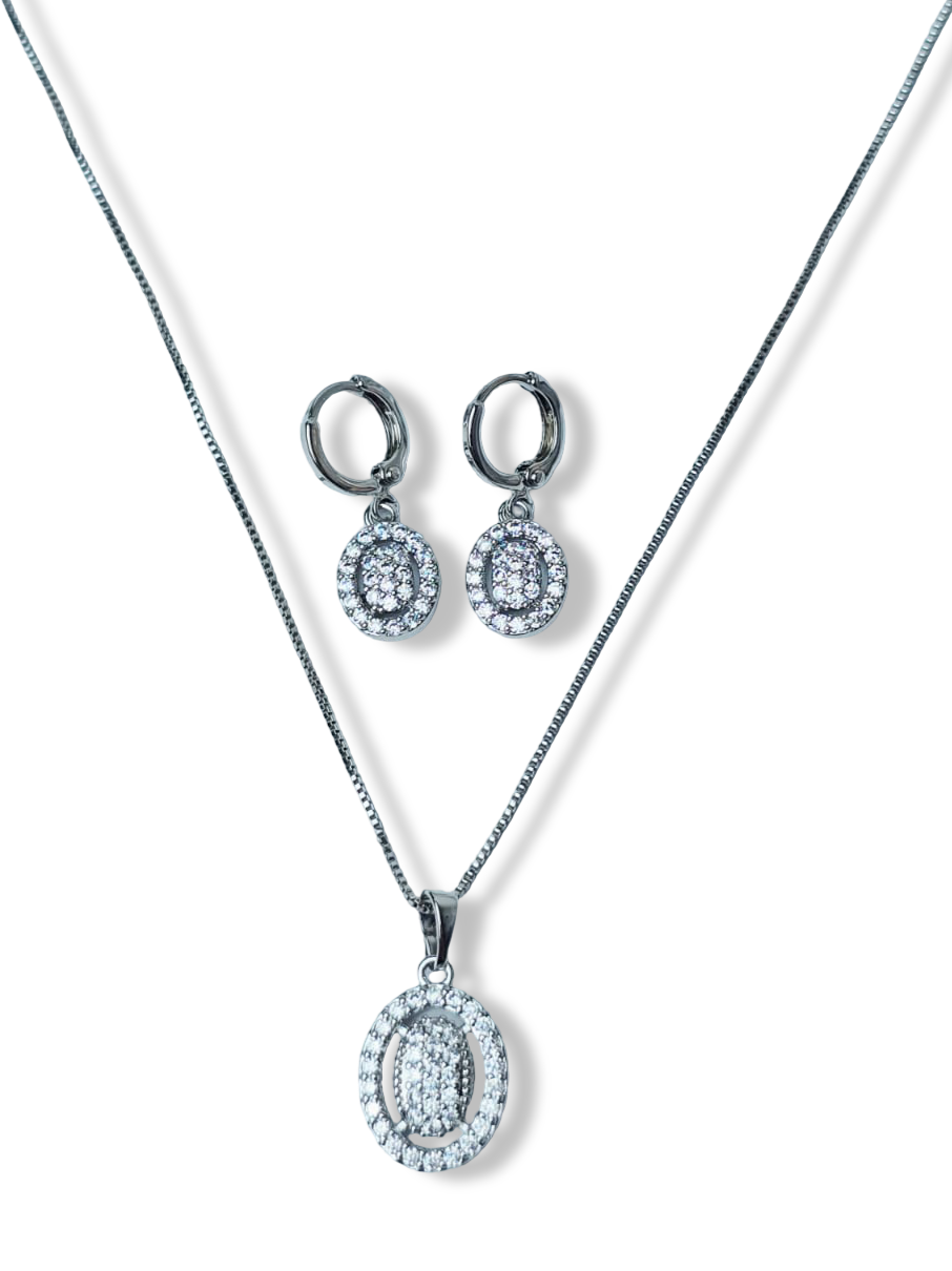 SET OVALADO CIRCONIAS PLATEADO