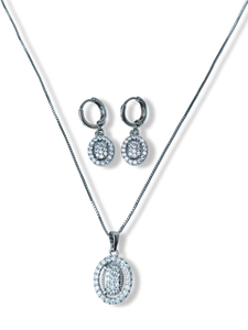 SET OVALADO CIRCONIAS PLATEADO