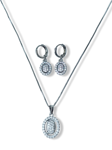SET OVALADO CIRCONIAS PLATEADO